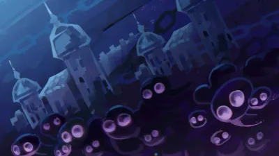 Official Duskfade key art of a floating city under drifting seeds